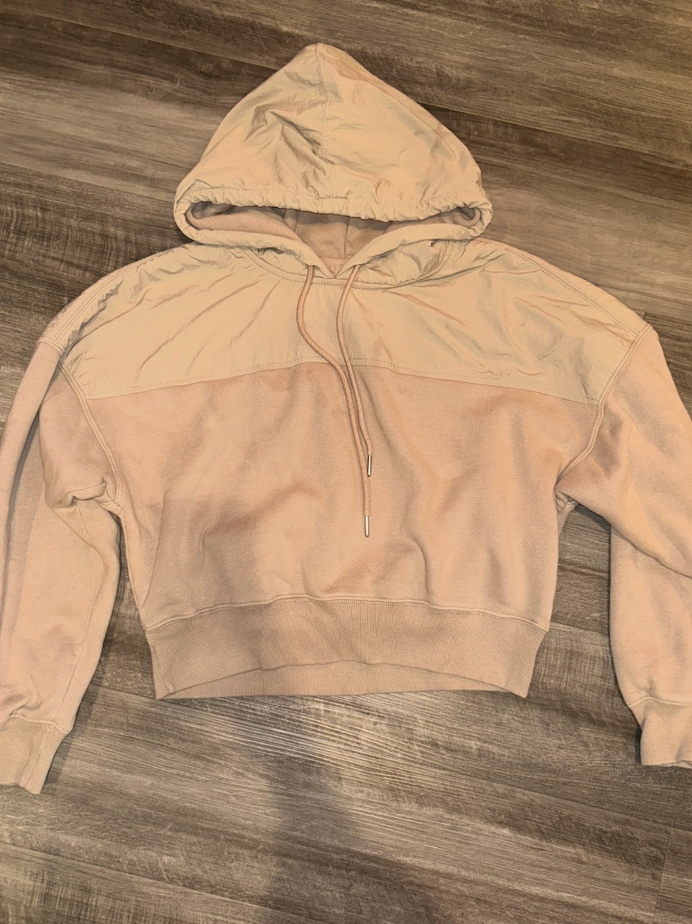 Abercrombie & Fitch Cropped Hooded Sweatshirt in Taupe